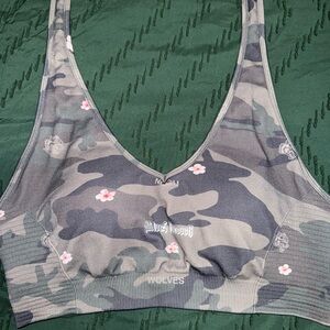 Darc Sport Camo halter Sports Bra with Floral Details